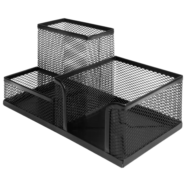 QUVIO Bureau organizer - 3 vakken - Staal Zwart