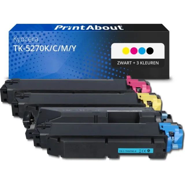 PrintAbout huismerk Toner TK-5270K/C/M/Y Zwart + 3 kleuren Multipack Geschikt voor Kyocera