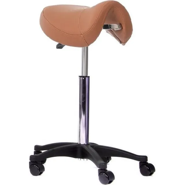 Novicum Nissa zadelkruk kappersfiets COGNAC met LARGE gasveer en COMPACT zadel kapperskruk Cognac large