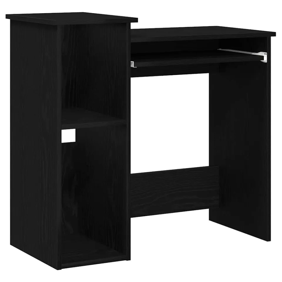 vidaXL Bureau met schappen 84x40x78 cm bewerkt hout zwart, foto 3