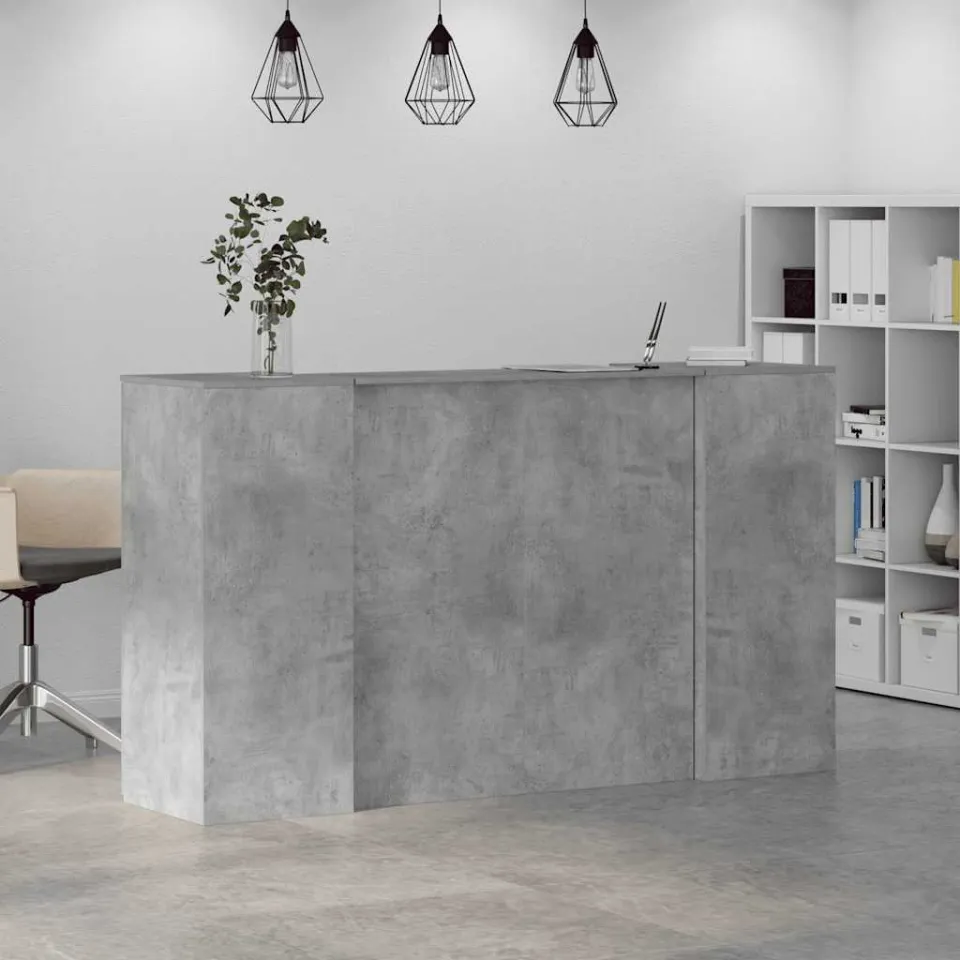 vidaXL Receptiebalie 180x50x103,5 cm bewerkt hout betongrijs grijs, foto 4