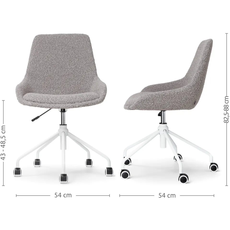 Nolon Nout-Isa bureaustoel bouclé taupe - wit onderstel, foto 3