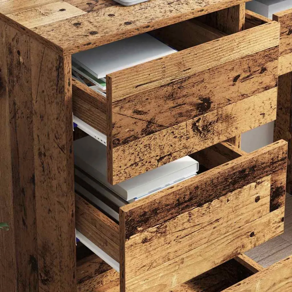 vidaXL Bureau Oud Hout 90 x 37,5 x 75 cm Bewerkt hout bruin, foto 4