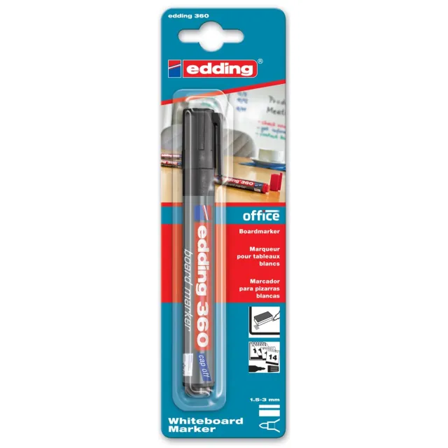 Edding whiteboardmarker 360 zwart, op blister