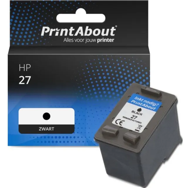 PrintAbout huismerk Inktcartridge 27 (C8727AE) Zwart geschikt voor HP
