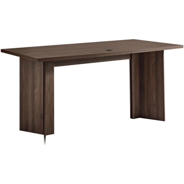 Vevor Directiebureau (160 Cm Lang), Modern Bureau met Kabeldoorvoeropening, Honingraat- En Spaanplaatconstructie, Draagvermogen van 113,4 Kg, Computerbureau Voor Werk, Studie En Schrijven, Bruin En Zwart