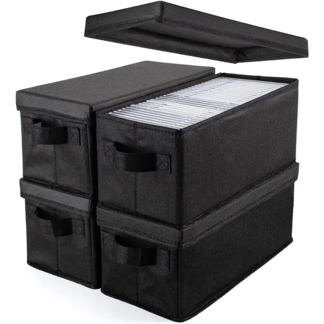 QIN® CD Koffer - DVD Hard Kunststof Hoesje Houder - CD Organiser Portemonnee - Zwart - 34cm x 15cm x 14cm