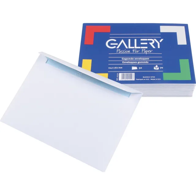 Gallery enveloppen ft 114 x 162 mm, gegomd, pak van 50 stuks wit