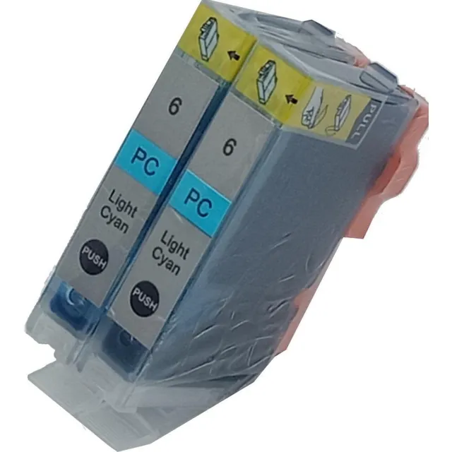 KATRIZ huismerk inkt Canon BCI-6 Licht Cyaan | voor Canon Pixma IP 6600 D/Pixma IP 6700 D/Pixma MP 950/Pixma MP 960/Pixma MP 970/Pixma Pro 9000/Pixma Pro 9000 Mark II | 2 stuks