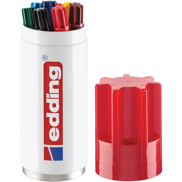 Edding permanent marker 3000, koker van 8 stuks in geassorteerde kleuren blauw