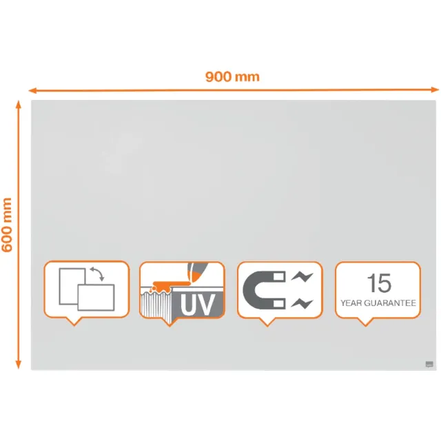 Nobo Infinity randloos whiteboard, staal, magnetisch, 90 x 60 cm