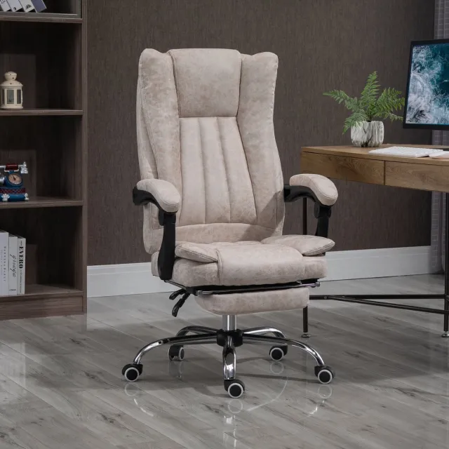 COVREO Bureaustoel 63 x 71 x 110-118 cm beige, stof met voetsteun en wielen