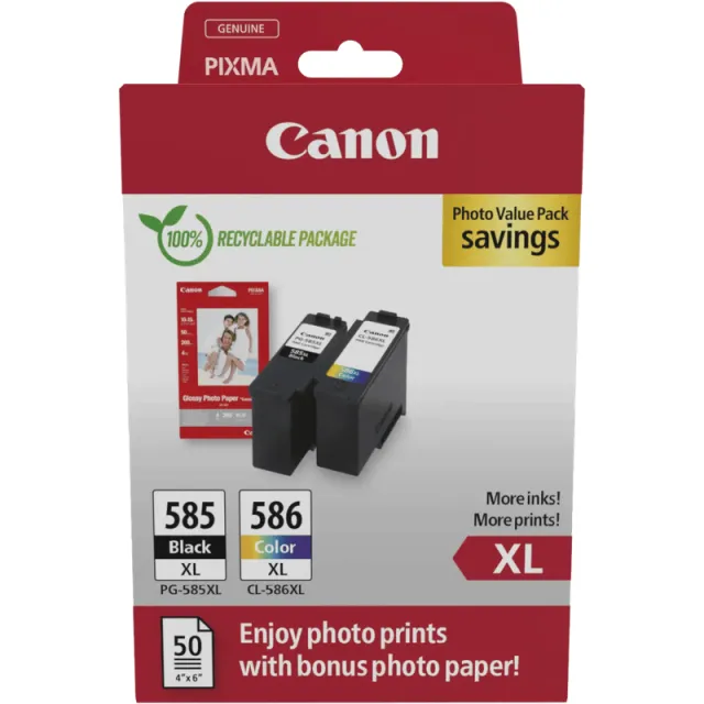 Canon PG-585XL + CL-586XL Combo Pack + Fotopapier Kleur