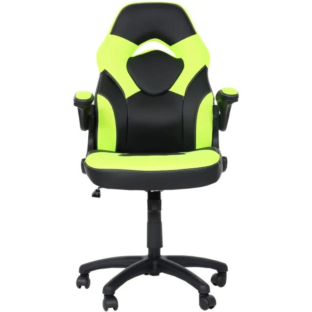 MCW Bureaustoel MCW-K13, draaistoel gamestoel, ergonomisch, verstelbare armleuning, kunstleer ~ zwart-groen