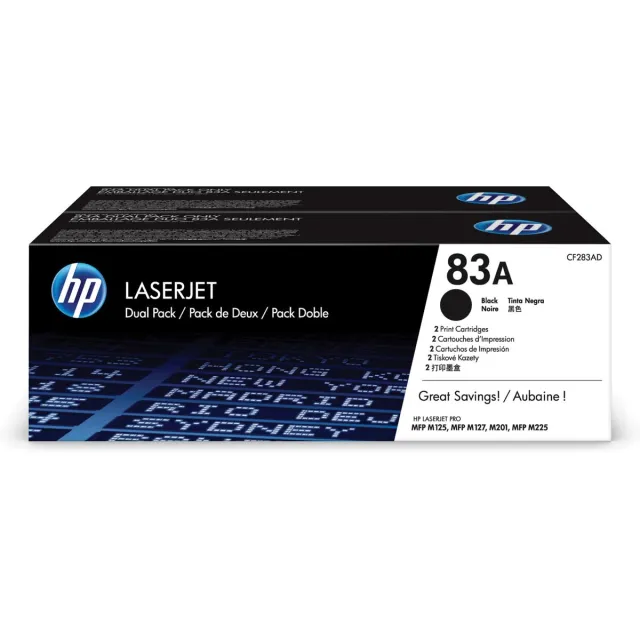 Hp toner 83A, 1 500 pagina's, OEM CF283AD, zwart, duopack