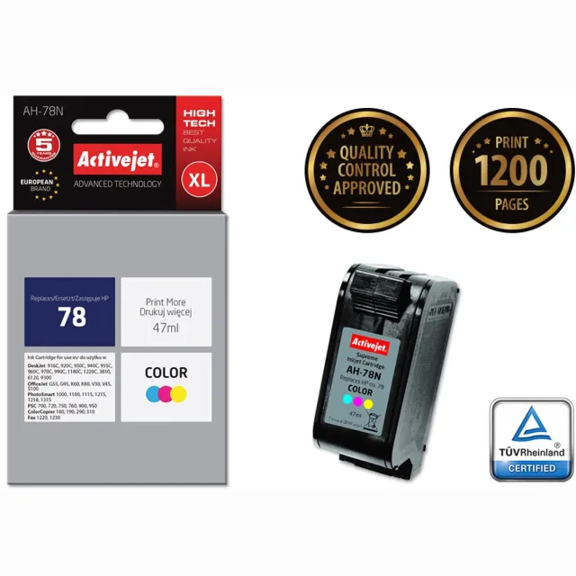 ActiveJet Compatibele inktcartridge Activejet AH-78N Cyaan/Magenta/Geel