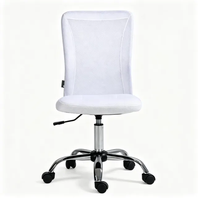 REDOM Bureaustoel - Zithoogte 42-52 cm - Draaibaar met 5 wielen en mesh rugleuning - Wit