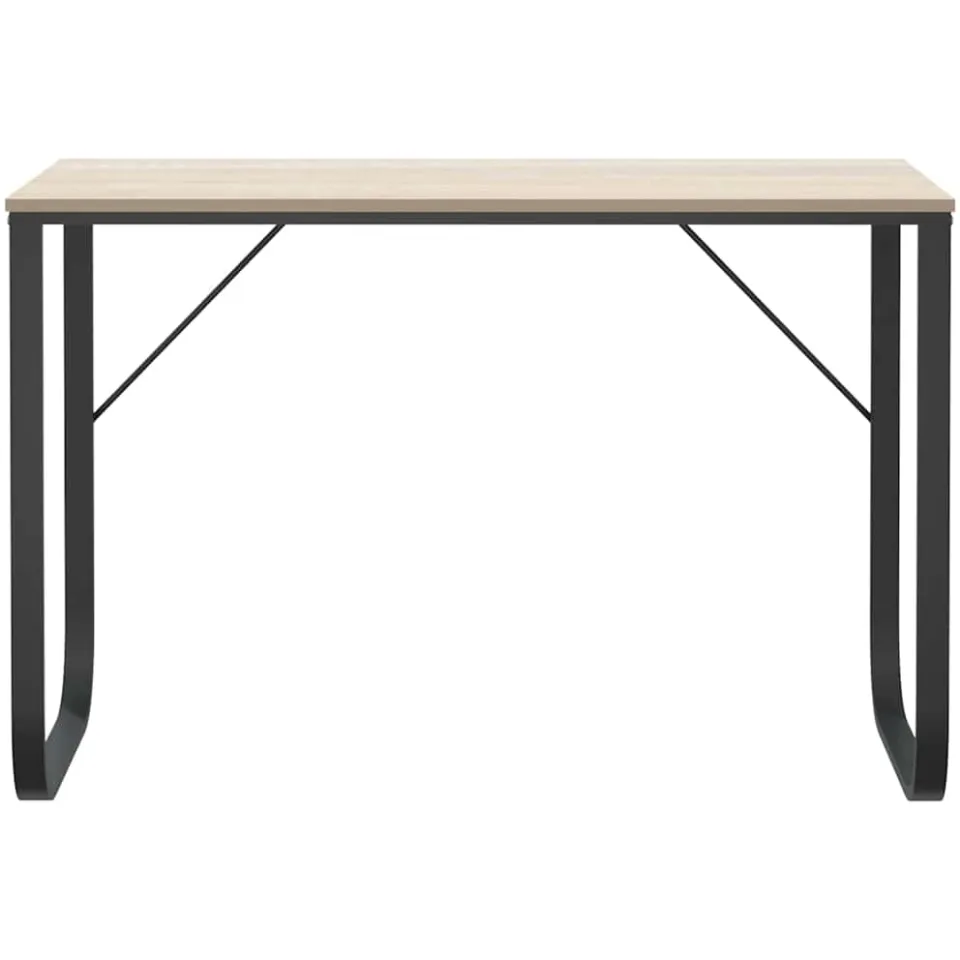 vidaXL Computerbureau 110x60x73 cm spaanplaat zwart en eikenkleurig