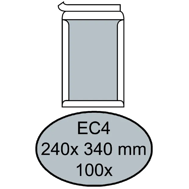 Quantore Envelop Quantore bordrug EC4 240x340mm zelfklevend wit 100 stuks