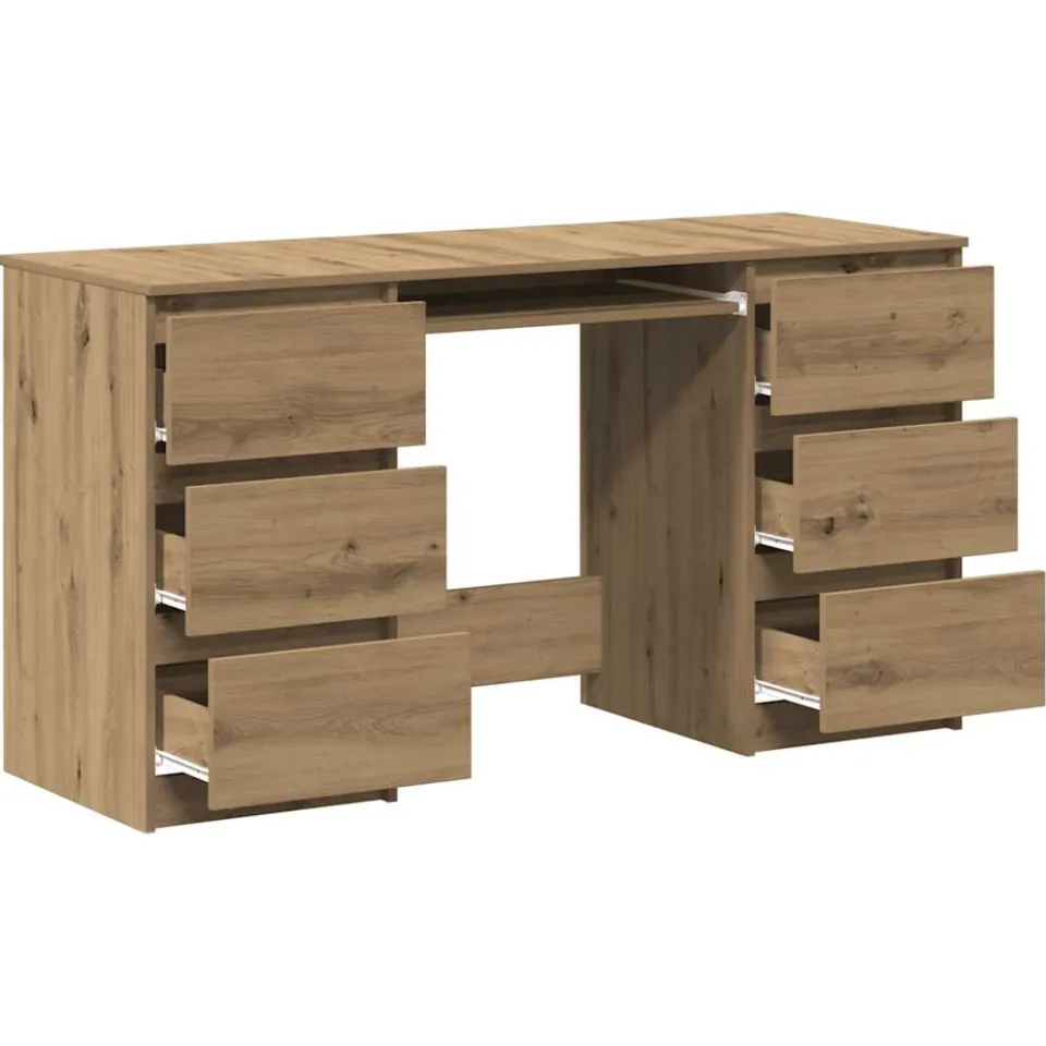 vidaXL Bureau 140x50x77 cm bewerkt hout artisanaal eikenkleur Bruin