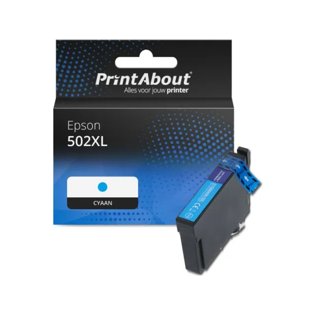 PrintAbout huismerk Inktcartridge 502XL (C13T02W24010) Cyaan Hoge capaciteit Geschikt voor Epson