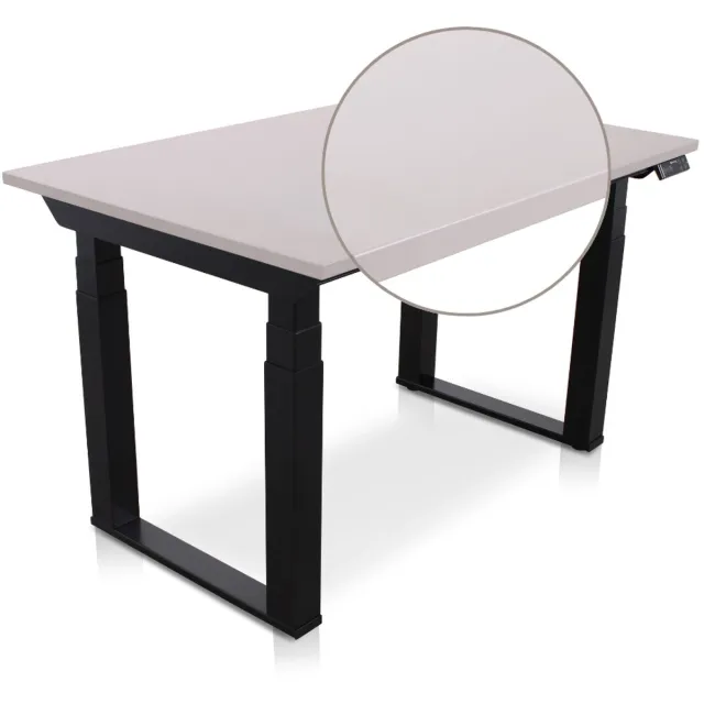 Lineaflex MRC SOLID Zit-Sta Bureau – Elektrisch Verstelbaar – 140x80 cm – Blad Sand Grey – Zwart Frame – ARBO Norm NEN-EN 527 – Met memorybediening – 200 KG Draagvermogen – 130 cm Hoog