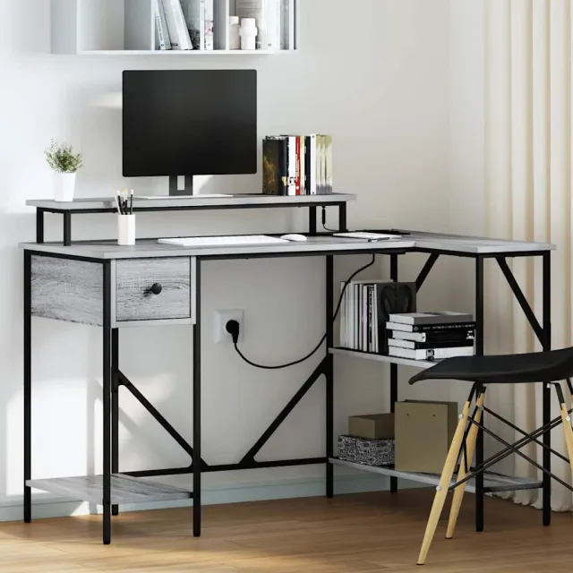 vidaXL Bureau Grijs Sonoma 120 x 79 x 86,5 cm Bewerkt hout, foto 2