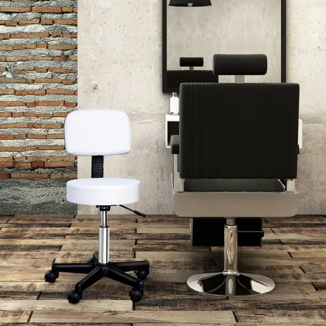 MODENUIT Bureaukruk 35 cm - Hoogteverstelbaar Met Rugleuning - Voor Bureau En Salon - Kunstleer - Wit