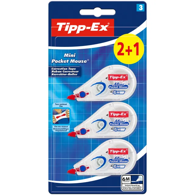 Tipp-ex Correctietape Tipp-Ex mini pocket mouse 5mmx6m blister 2+1 gratis