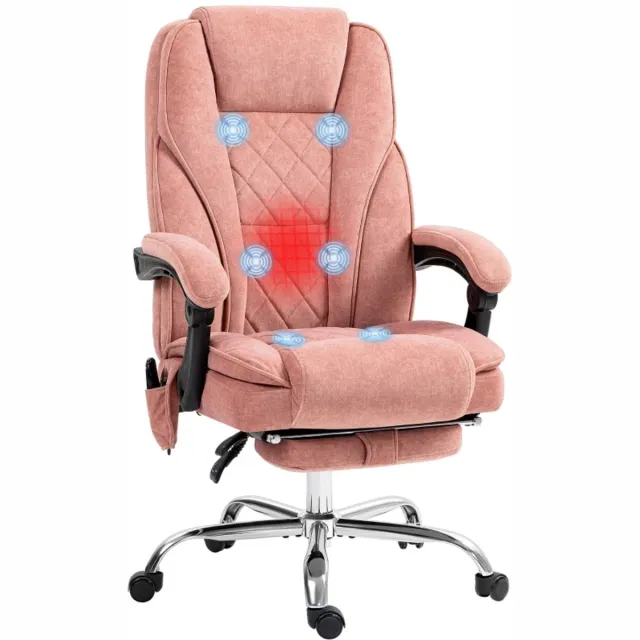 ZYLARO Ergonomische Bureaustoel met Massagefunctie, Draaifunctie & Voetensteun - In Hoogte Verstelbaar - 360° Draaibaar - Max. kanteling 135° - Kantoorstoel - Gamestoel - Volwassenen Stoel - Directiestoel - Computerstoel - Roze