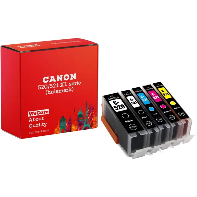 WeCare 5-pack | Huismerk geschikt voor Canon PGI-520 / CLI-521 XL inktcartridges - MP550 - MP560 - MP640 - MP980 - MP990 - MX860 - MX870 Multipack 5 cartridges