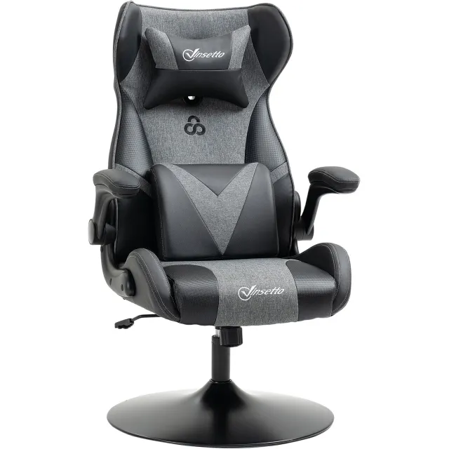 Vinsetto Videogamestoel Kunstleer, Metaal 73L x 69B x 112-118H cm Zwart Zwart, Grijs