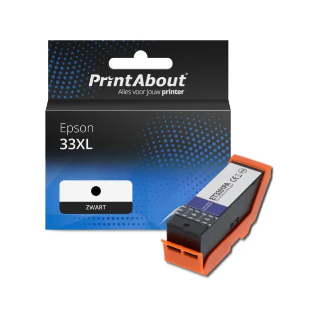 PrintAbout huismerk Inktcartridge 33XL (C13T33514012) Zwart Hoge capaciteit Geschikt voor Epson