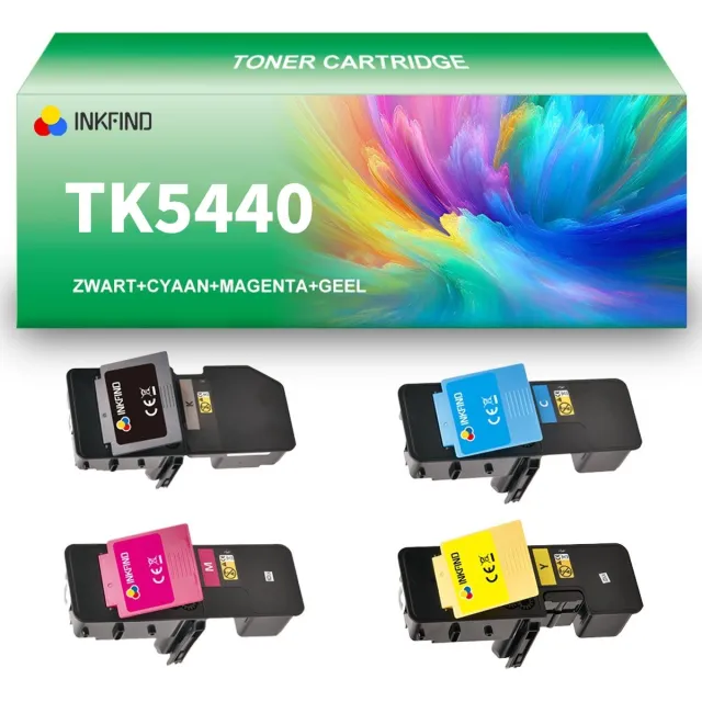 INKFIND TK-5440 tonercartridge multipack van 4 stuks (Zwart+Cyaan+Magenta+Geel) compatibel met Kyocera TK-5440K TK-5440C TK-5440M TK-5440Y toner cartridge - 4-pack BK/C/M/Y Zwart/Cyaan/Magenta/Geel
