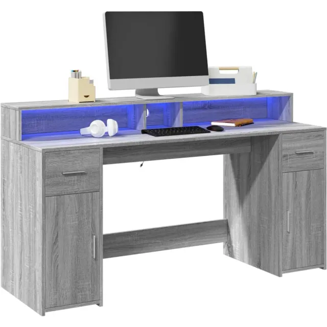 vidaXL Bureau Grijs Sonoma 160 x 55 x 91 cm Engineered wood, foto 2