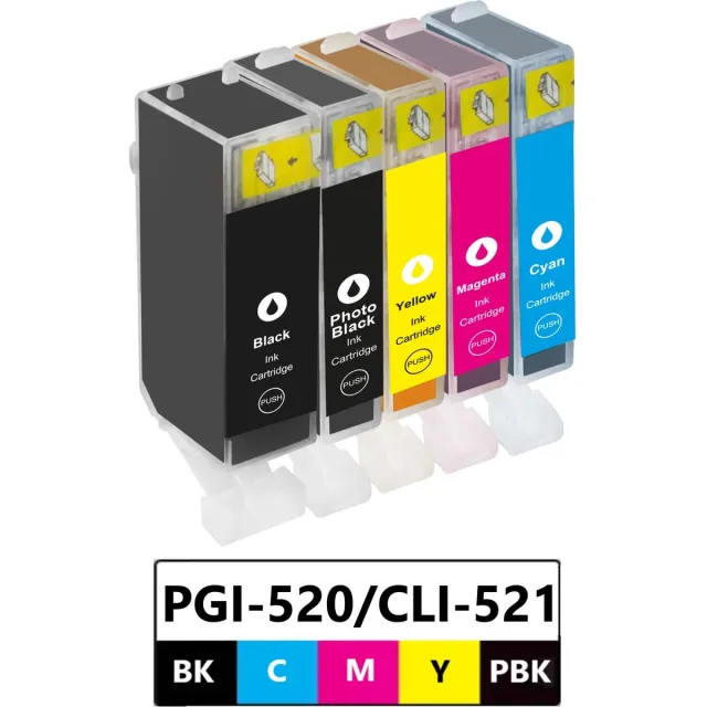 InktDL Huismerk geschikt voor Canon PGI-520 / CLI-521 XL inktcartridges - MP560 - MP640 - MP550 - MP620 - MP540 Multipack 5 Cartridges