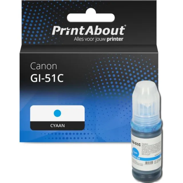 PrintAbout huismerk Inktcartridge GI-51C Cyaan geschikt voor Canon