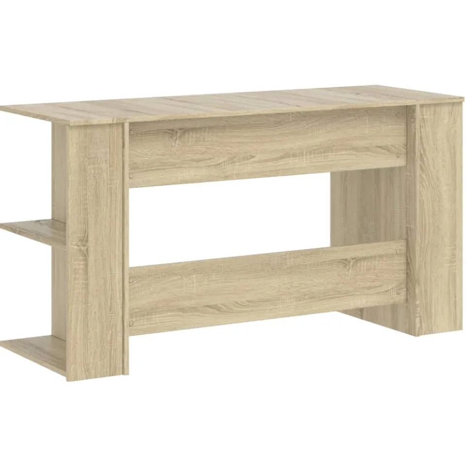 vidaXL Bureau 140x50x75 cm bewerkt hout sonoma eikenkleurig, foto 4