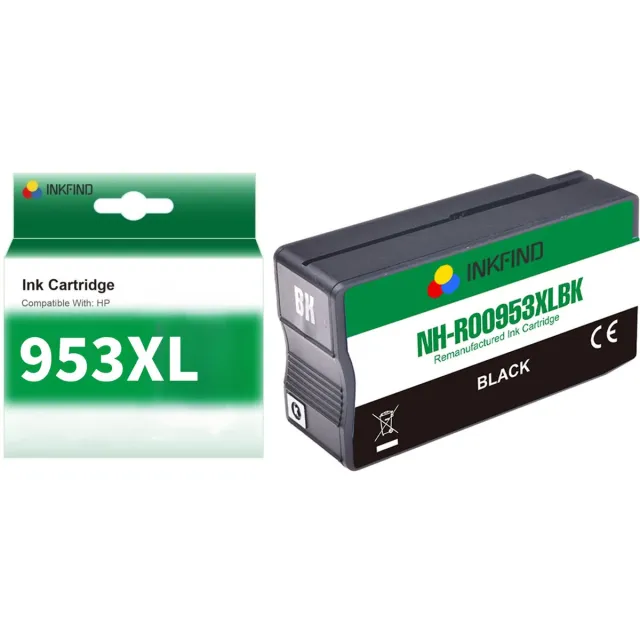 INKFIND 953XL Zwart Inktcartridge compatibel met HP953 HP953XL HP 953 HP 953XL L0S70AE voor HP OfficeJet Pro 8740, 8719, 8720, 8710, 8715, 8725, 7740, 8218, 8718, 8210, 8716 8730 8728 Hoge Capaciteit - 1-pack Zwart Zwart x 1