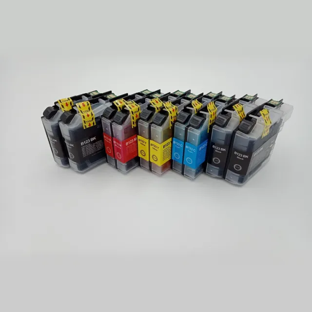 KATRIZ huismerk inkt voor Brother 4x LC123XL BK + 2xLC123XL C+ 2xLC123XL M+ 2xLC123XL Y (10stuks) - Met chip Zwart, Cyaan, Magenta, Geel
