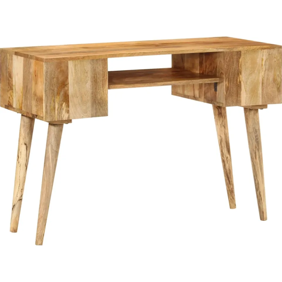 vidaXL Bureau met lades 110x47x76 cm massief mangohout bruin, foto 4