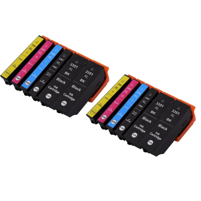 KATRIZ huismerk inkt voor Epson 4x T3351XL BK + 2x T3361XL BK + 2x T3362XL c + 2x T3363XL M + 2x T3364XL Y |(12stuks)- Met chip Zwart, Foto Zwart, Cyaan, Magenta, Geel