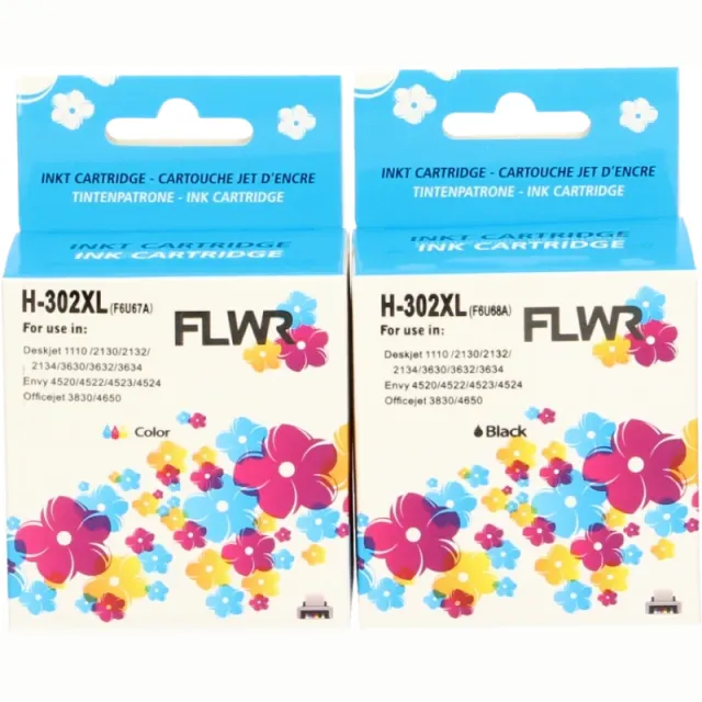 FLWR HP 302XL Multipack zwart en kleur (Huismerk (remanufactured))