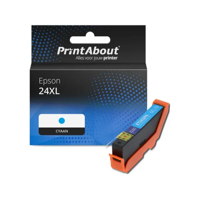 PrintAbout huismerk Inktcartridge 24XL (C13T24324012) Cyaan Hoge capaciteit Geschikt voor Epson
