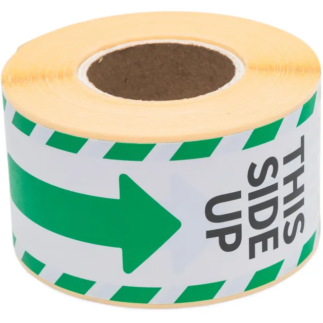 rillprint etiketten This side up, ft 46 x 125 mm, rol van 250 stuks groen