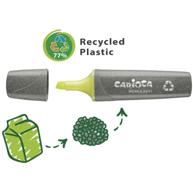 Carioca Memolight markeerstift 4 stuk(s) Beitelvormige punt Groen, Oranje, Roze, Geel Meerkleurig