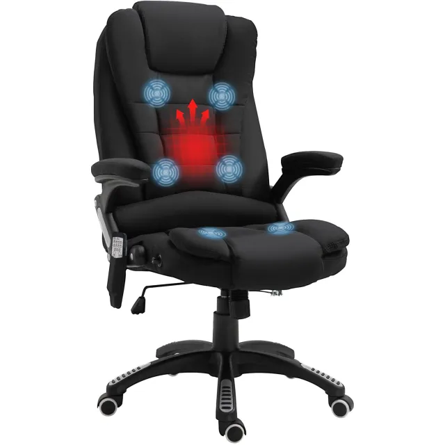 Vinona Bureaustoel met massage- en warmtefunctie - Met verstelbare rugleuning en afstandsbediening - 68 x 72 x 110-120 cm - Zwart
