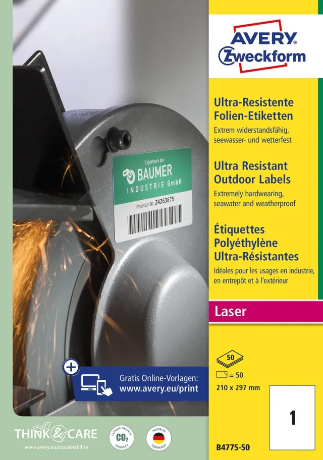 Avery ultra resistente etiketten, ft 209 x 291 mm, doos van 50 etiketten wit