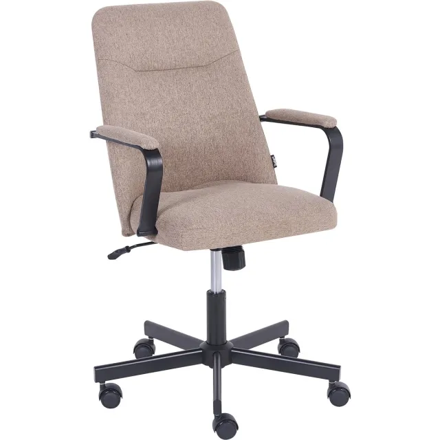 Beliani CAROGA - Bureaustoel - Lichtbruin - Polyester