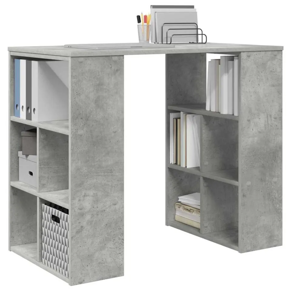 vidaXL Bureau Beton Grijs 90 x 50 x 75 cm Bewerkt hout